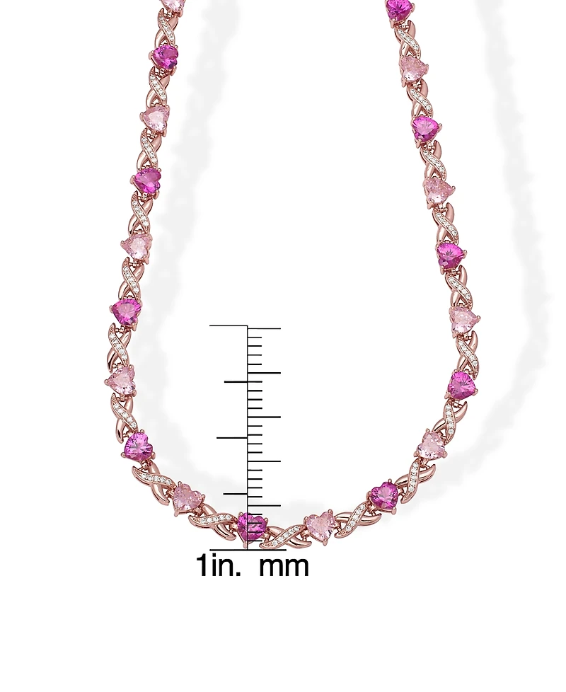 Macy's Simulated Pink Sapphire and Pink Cubic Zirconia Heart and 'X' 18'' Necklace
