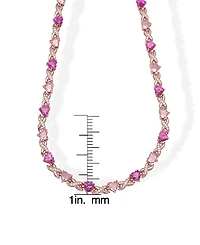 Macy's Simulated Pink Sapphire and Pink Cubic Zirconia Heart and 'X' 18'' Necklace