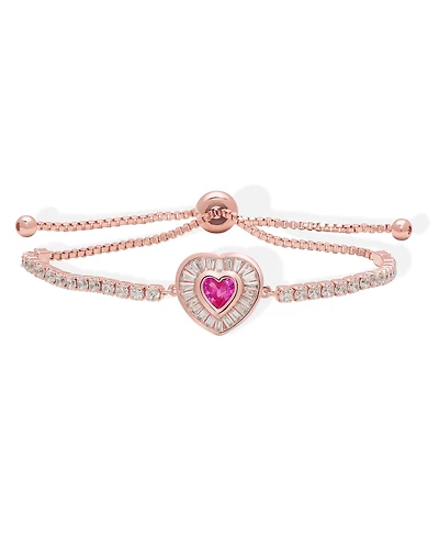 Macy's Simulated Pink Sapphire and Pink Cubic Zirconia Heart Adjustable Bracelet