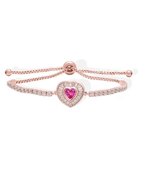 Macy's Simulated Pink Sapphire and Pink Cubic Zirconia Heart Adjustable Bracelet