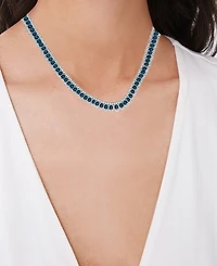 Macy's Simulated Sapphire and Cubic Zirconia Necklace