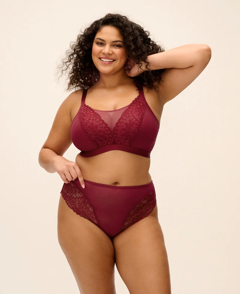 Elomi Plus Tiernie Wireless Unlined Lace Bralette, EL303317