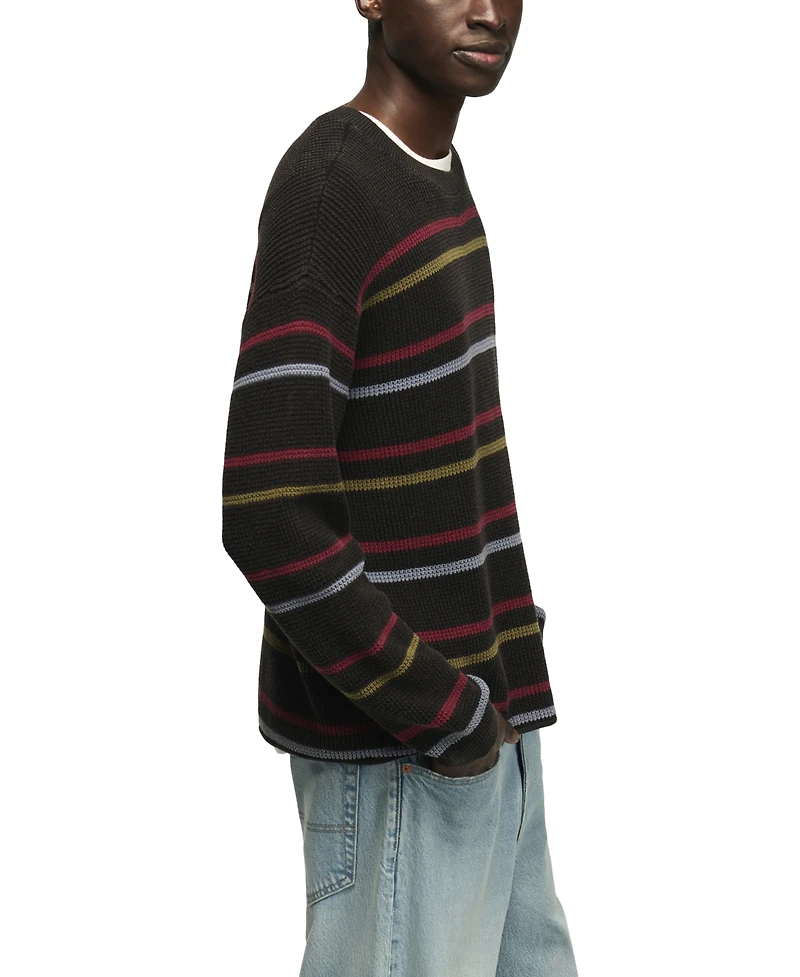 Lucky Brand Men's Striped Waffle-Knit Crewneck Sweater