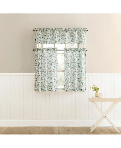 No. 918 Portia Watercolor Wildflower Semi-Sheer Rod Pocket Kitchen Curtain Valance