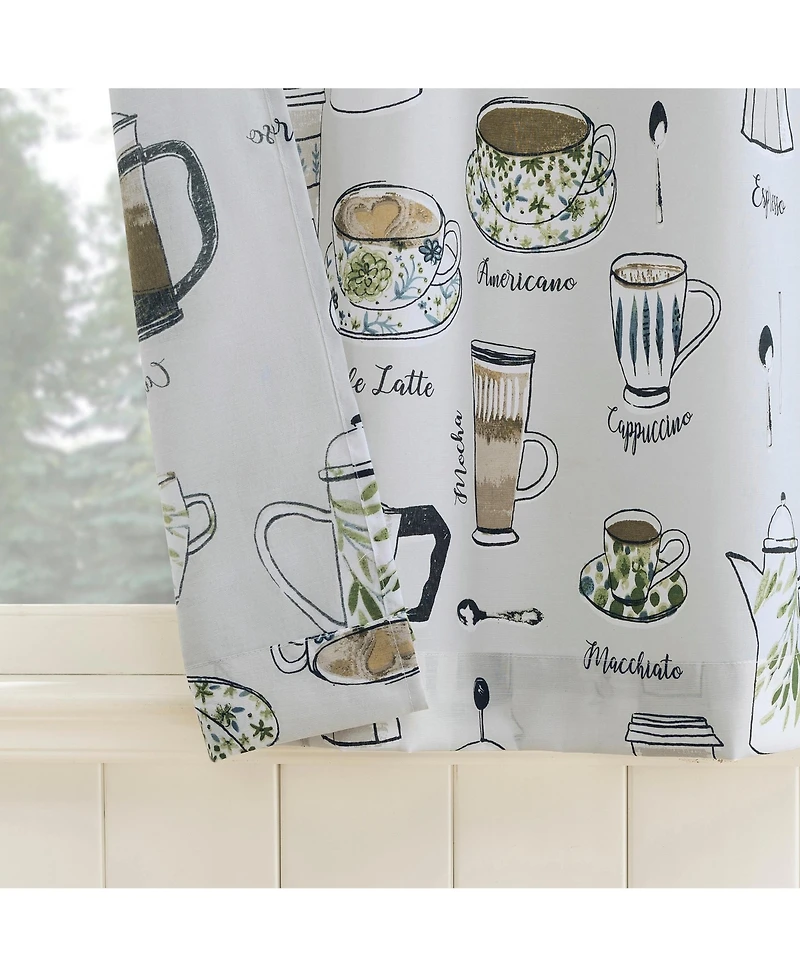 No. 918 Java Joy Cotton Blend Semi-Sheer Rod Pocket Kitchen Curtain Tier Pair