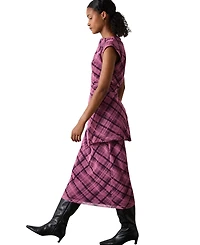 Whistles Women's Twist Check Mesh Midi Dress