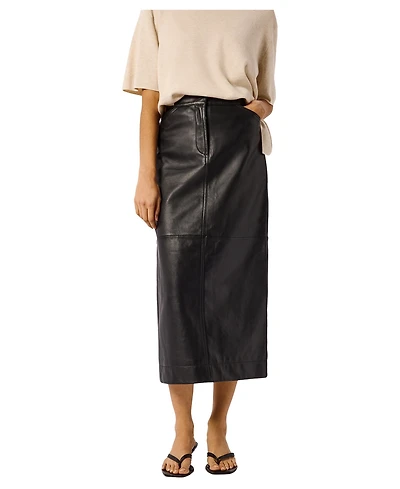 Whistles Women's Panelled Leather Midi Skirt
