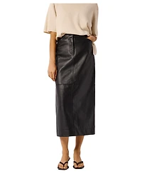 Whistles Women's Panelled Leather Midi Skirt