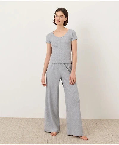 Pact Women's Organic Cotton Pointelle Wide Leg Pant