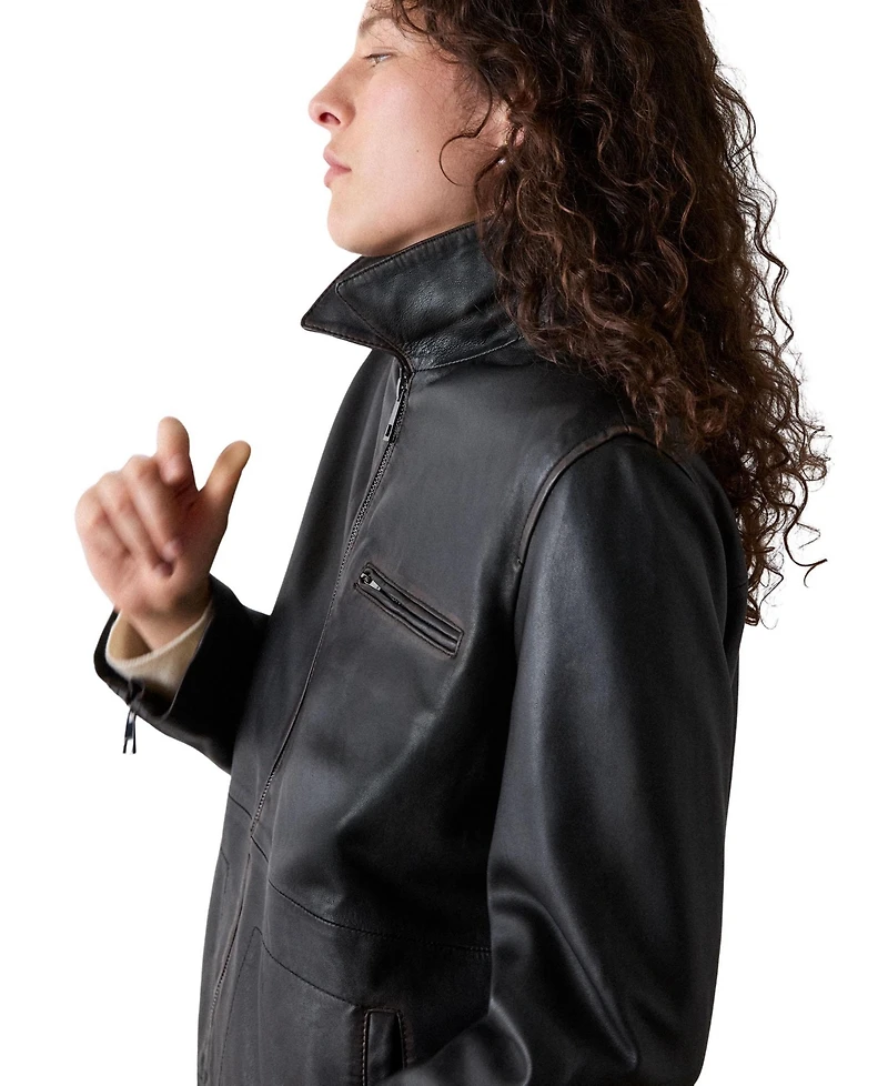 Whistles Women's Kate Burnished Leather Jacket