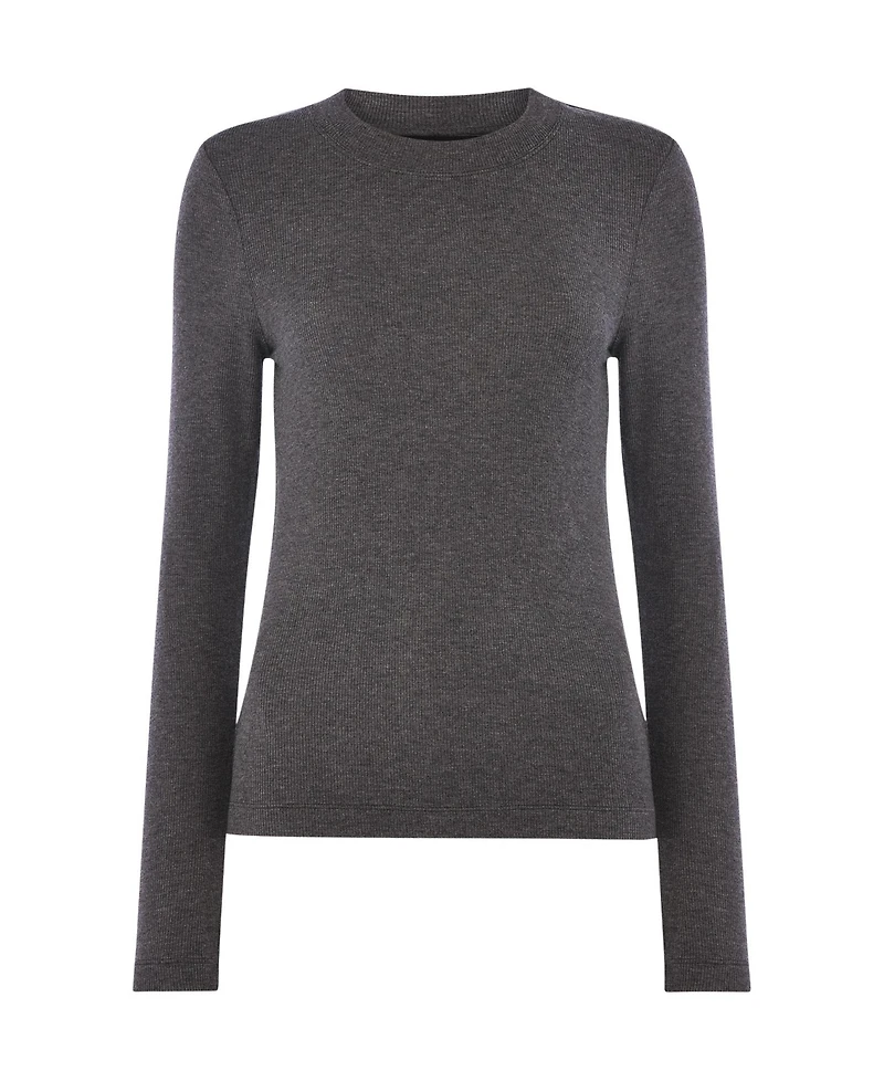 Whistles Women's Essential Ribbed Crew Long Sleeve Top