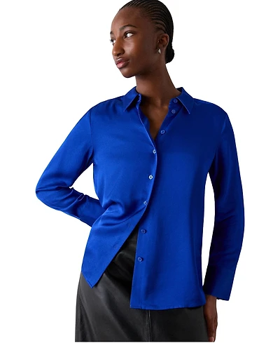 Whistles Women's Satin Collared Shirt