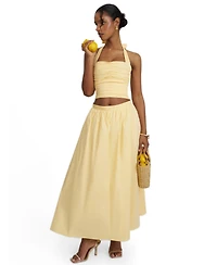 Miss Circle Women's Wina Cotton Poplin Low-Waisted Maxi Skirt