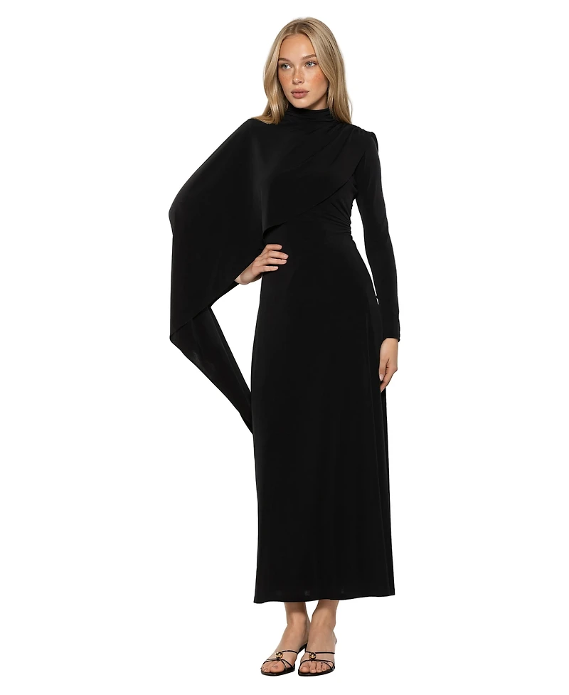 Alexia Admor Women's Aziel Mockneck Cape Maxi Dress