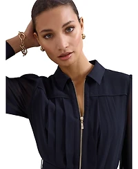 Phase Eight Women's Pleated Zip Shirt Mini Dress