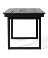 WestinTrends 68" Outdoor Hdpe Modern Rectangular Patio Dining Table With Umbrella Hole