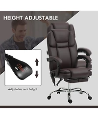 Vinsetto Massage Office Chair with Footrest, Pu Leather Desk Chair,