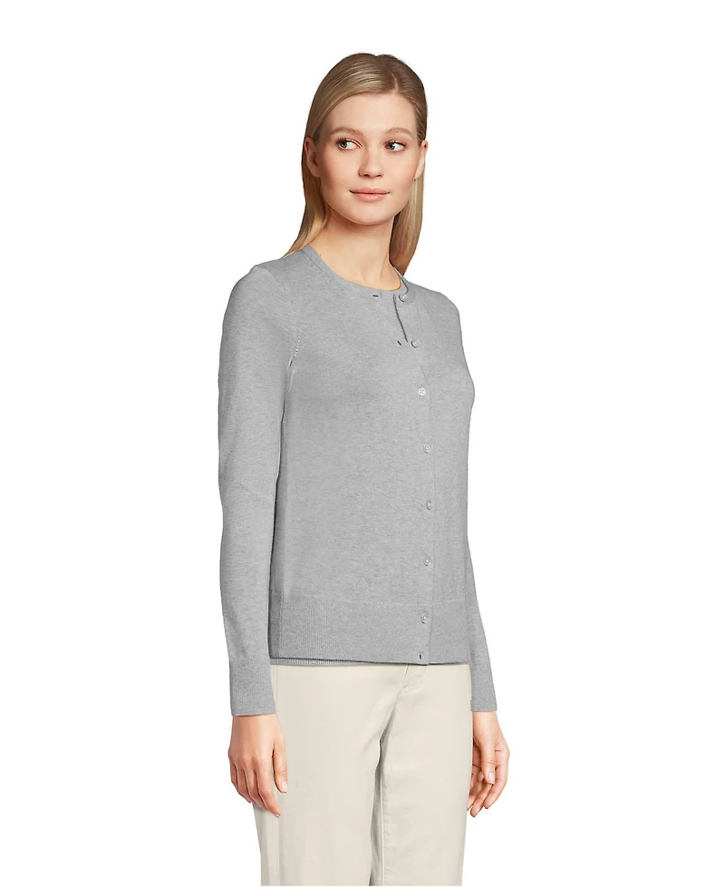 Lands' End Women's Fine Gauge Cotton Cardigan Sweater
