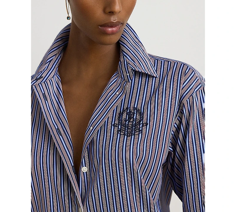 Lauren Ralph Petite Relaxed-Fit Striped Broadcloth Blouse