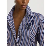 Lauren Ralph Petite Relaxed-Fit Striped Broadcloth Blouse