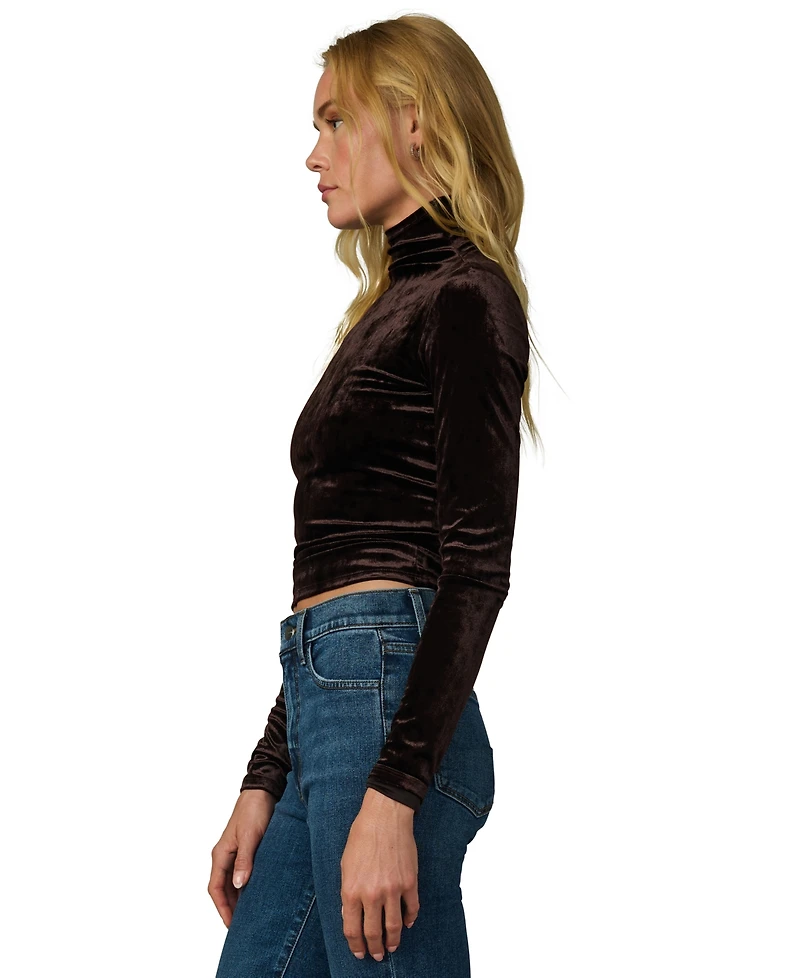 Joe's Jeans Women's Tony Long Crush Velvet Turtleneck Long-Sleeve T-Shirt