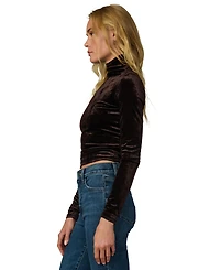 Joe's Jeans Women's Tony Long Crush Velvet Turtleneck Long-Sleeve T-Shirt