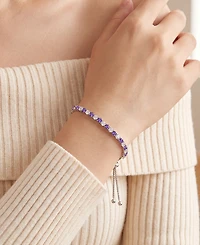 Macy's Amethyst (7/8 ct. t.w.) & White Topaz (1-1/6 Bolo Bracelet Sterling Silver