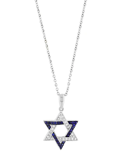 Effy Sapphire (1/6 ct. t.w.) & Diamond (1/8 Star Of David Pendant Necklace 14k Gold, 18" + 1" extender