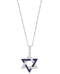 Effy Sapphire (1/6 ct. t.w.) & Diamond (1/8 Star Of David Pendant Necklace 14k Gold, 18" + 1" extender