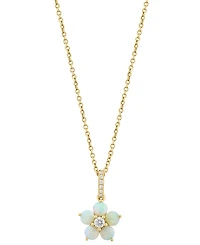 Effy Collection Opal (5/8 ct. t.w.) & Diamond (1/10 ct. t.w.) Pendant Necklace in 14k Yellow Gold