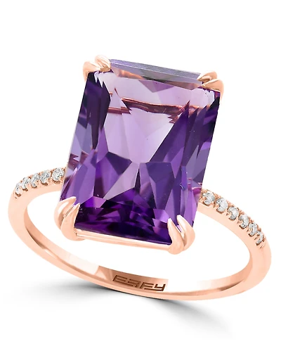 Effy Collection Amethyst (7-1/6 ct. t.w.) & Diamond (1/20 Ring 14k Rose Gold (Also Blue Topaz, Onyx, Green Amethyst, Citrine)