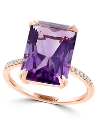 Effy Collection Amethyst (7-1/6 ct. t.w.) & Diamond (1/20 Ring 14k Rose Gold (Also Blue Topaz, Onyx, Green Amethyst, Citrine)
