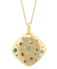 Effy Collection Zircon (1/5 ct. t.w.) & Swiss Blue Topaz (1-5/8 ct. t.w.) Pendant Necklace in 14k Yellow Gold Over Sterling Silver