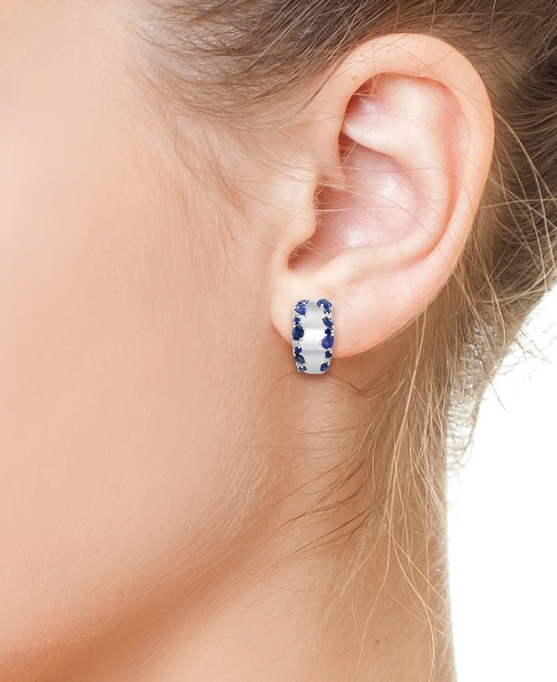 Effy Collection Sapphire (7/8 ct. t.w.) & Diamond (1/20 ct. t.w.) Earrings in Sterling Silver