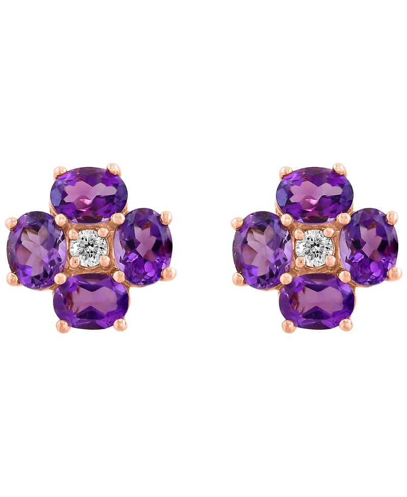 Effy Collection Amethyst (1-1/10 ct. t.w.) & Diamond (1/20 Earrings 14k Rose Gold (Also Available Blue Topaz Citrine)