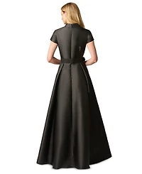 Adrianna Papell Women's V-Neck Short-Sleeve A-Line Gown