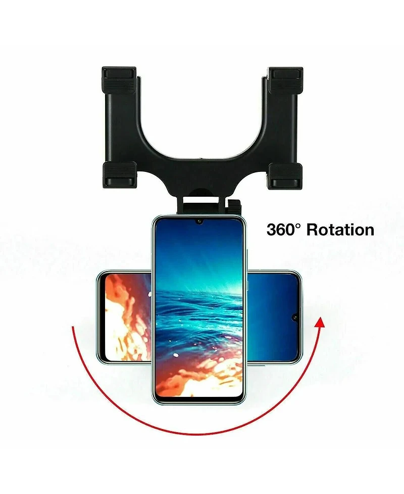 Gonez Universal 360 Rotatable Car Rear View Mirror Phone Holder, Adjustable Abs Gps Cell Phone Mount