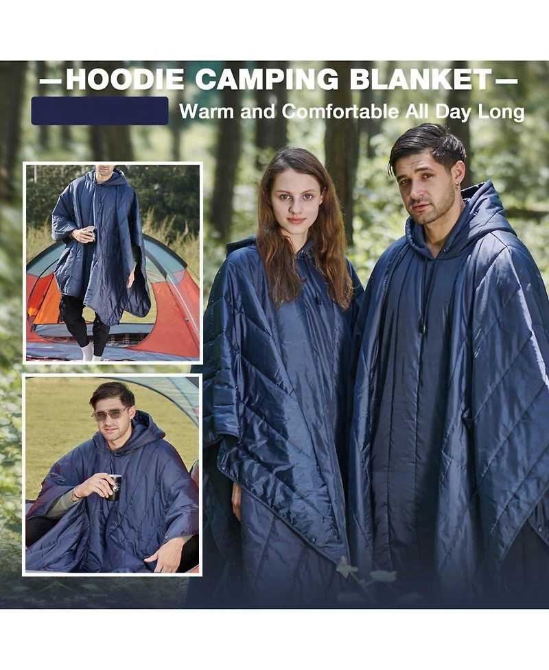 Piscifun Hooded Waterproof Windproof Fleece Stadium Blanket Portable Outdoor Wearable