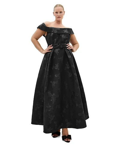 City Chic Plus Size High Status Off-Shoulder Maxi Floral Dress