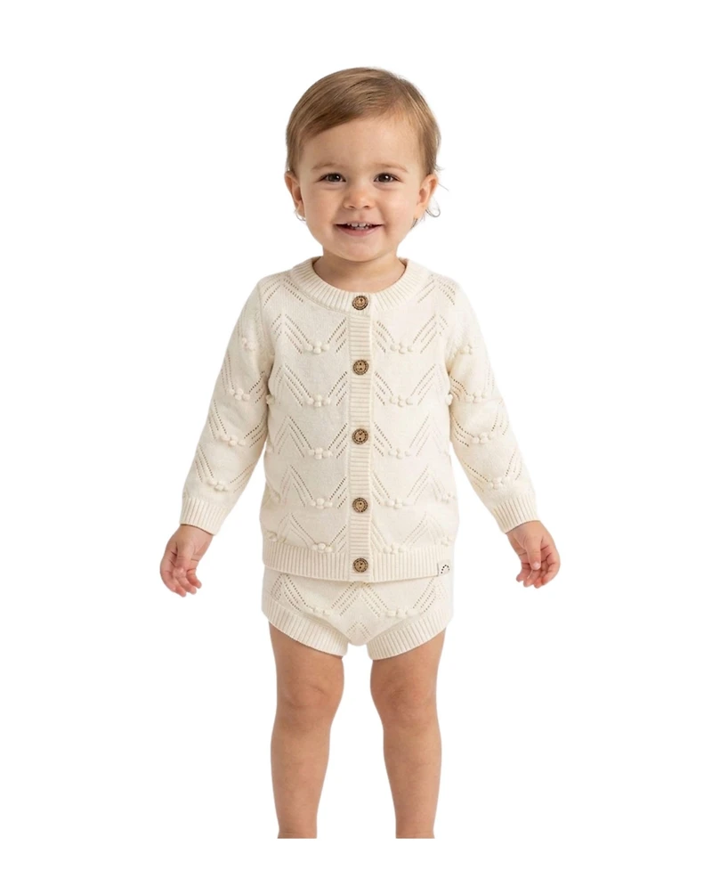 MeMoi Baby Girls 2 Piece percentage Cotton Knit Cardigan and Bloomer Set