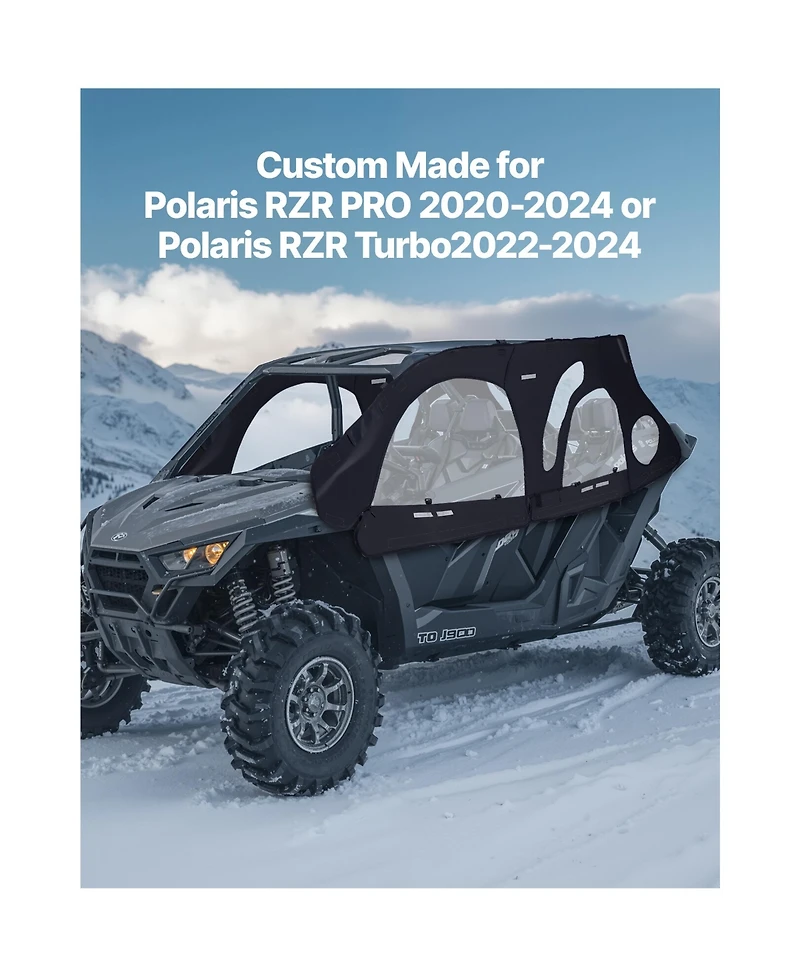 Sugift Soft Upper Door Cab Enclosure Kit for 4 Seat Side by Side Vehicles with Zippered Windows