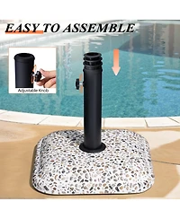 Pellebant 45lbs Patio Umbrella Base Square Cobblestone Concrete Stand Heavy Duty Market Umbrella Stand for Outdoor, Lawn, Deck, Poolside