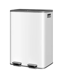 gaomon 2x8 gal Stainless Steel Double Trash Can, Step-on Recycle Bin Combo with Lid for Kitchen