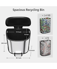 gaomon 13.2 Gal Step Stainless Steel Trash Can with Soft-Close Lid and Removable Inner Basket