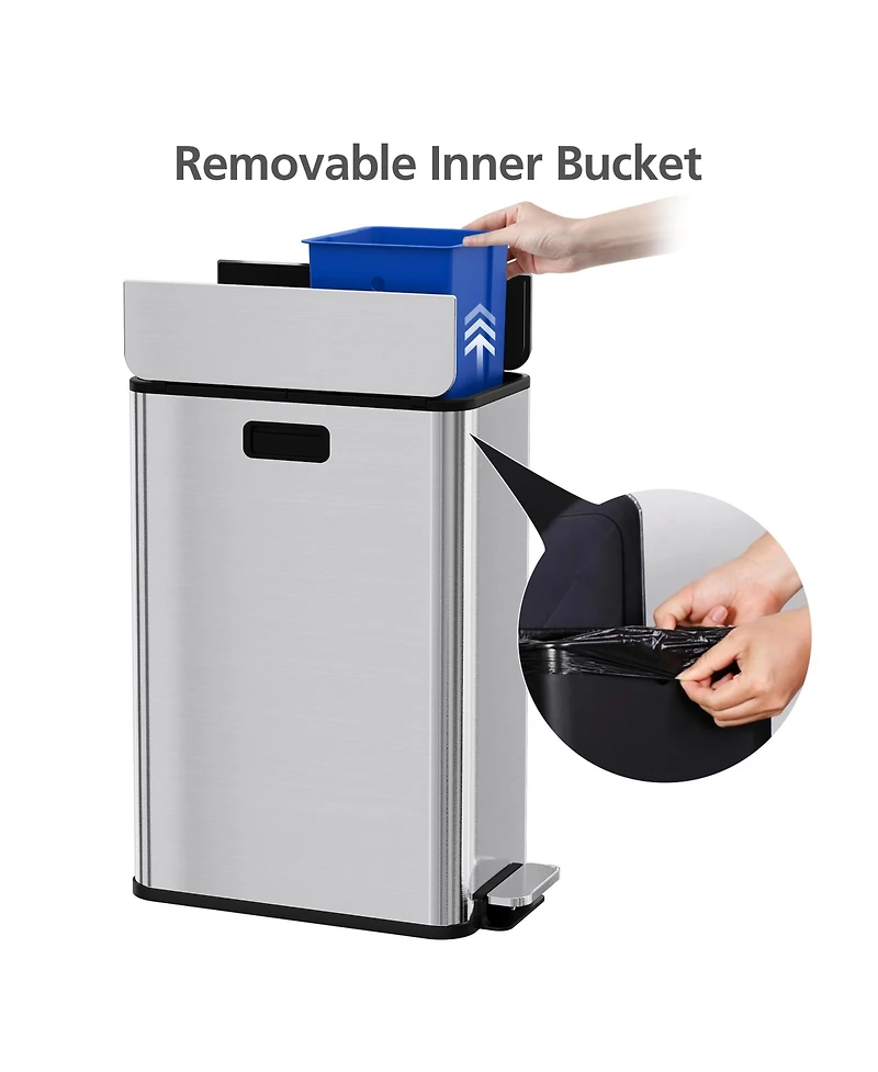 gaomon 2 x 28L Dual Compartment Trash and Recycling Bin, Kitchen Garbage Can for Home, Office, Living Room