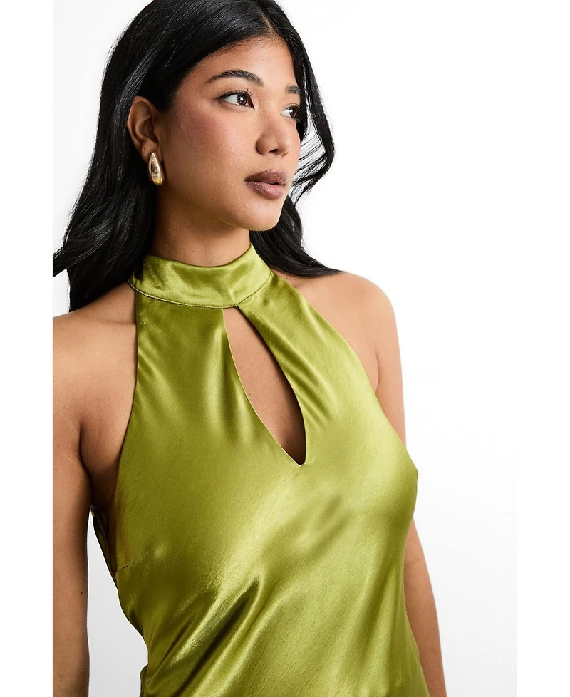 Warehouse Women's Satin Cowl-Neck Maxi Dress