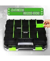 Piscifun Double Sided 34 Compartment Tool Organizer With Transparent Lid Removable Dividers For Hardware Crafts Fishing Accessories