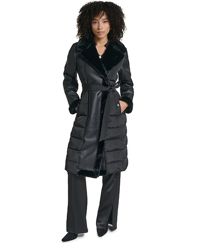 Karl Lagerfeld Paris Long Belted Puffer Coat