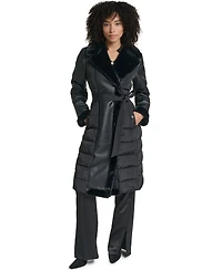 Karl Lagerfeld Paris Long Belted Puffer Coat