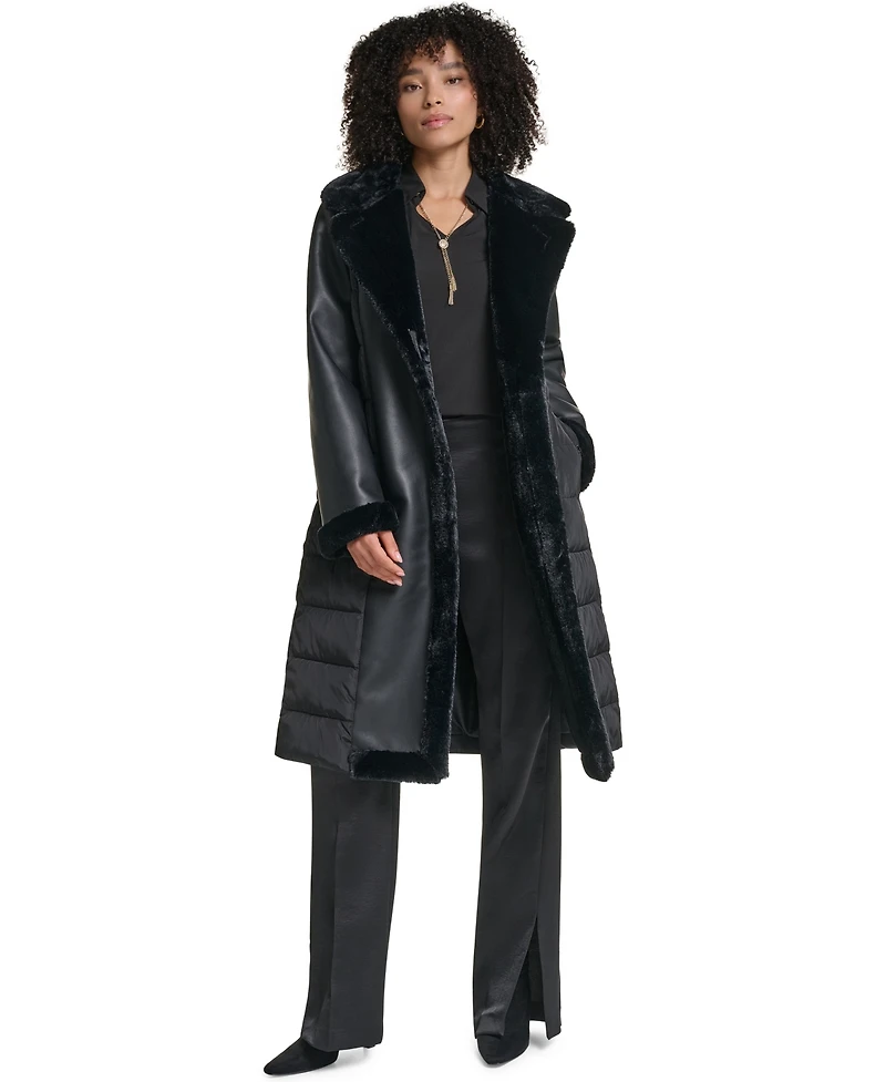Karl Lagerfeld Paris Long Belted Puffer Coat